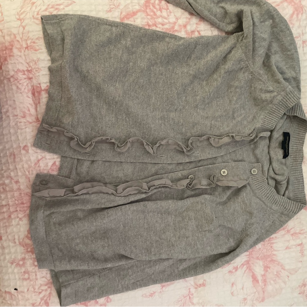 Banana Republic Gray Ruffle Cardigan